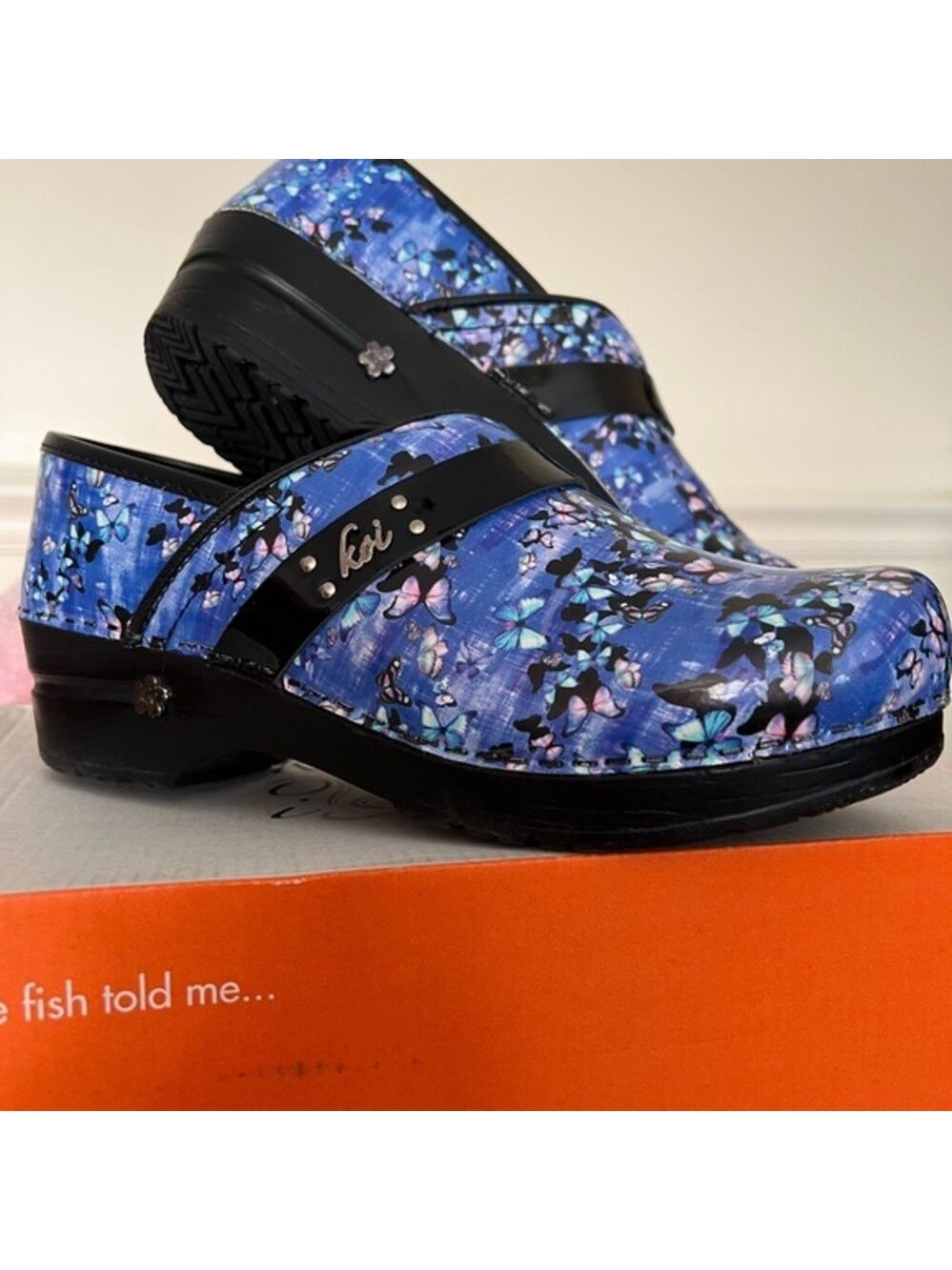 Koi Women's Blue Butterfly Clogs - Picture 8 of 15